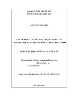 Vận dụng lý thuyết hoạt động giao tiếp vào dạy học tập làm văn lớp 6 trung học cơ sở
