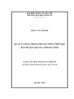 Quản lý hoạt động khuyến nông trên địa bàn huyện Lộc Hà, tỉnh Hà Tĩnh
