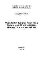 Quản trị tín dụng tại Ngân hàng Thương mại Cổ phần Sài Gòn Thương Tín - khu vực Hà Nội