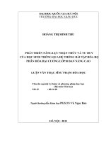 Phát triển năng lực nhận thức và tư duy của học sinh thông qua hệ thống bài tập hóa học phần hóa học đại cương lớp 10 ban nâng cao