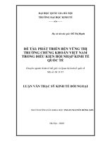 Phát triển bền vững thị trường chứng khoán Việt Nam trong điều kiện hội nhập kinh tế quốc tế