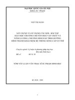 Xây dựng và sử dụng câu hỏi - bài tập dạy học chương Chuyển hóa vật chất và năng lượng, chương Sinh sản theo hướng hình thành khái niệm hệ thống sống cấp cơ thể