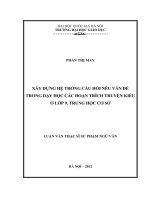 Xây dựng hệ thống câu hỏi nêu vấn đề trong dạy học các đoạn trích Truyện Kiều ở lớp 9, trung học cơ sở