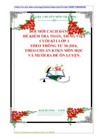 ĐỔI MỚI CÁCH ĐÁNH GIÁ: ĐỀ KIỂM TRA TOÁN, TIẾNG VIỆT  CUỐI KÌ I LỚP 1 THEO THÔNG TƯ 30 2014, THEO CHUẨN KTKN MÔN HỌC  VÀ MƯỜI BA ĐỀ ÔN LUYỆN.