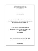 Xây dựng quy trình giảng dạy phần ứng dụng đạo hàm lớp 12 trung học phổ thông theo hướng tiếp cận chuẩn quốc tế