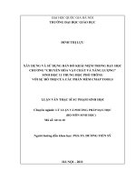 Xây dựng và sử dụng bản đồ khái niệm trong dạy học chương Chuyển hóa vật chất và năng lượng  Sinh học 11 Trung học phổ thông với sự hỗ trợ của các phần mềm CMAP TOOLS