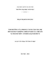 Ảnh hưởng của phong cách làm cha mẹ đến hành vi không thích nghi của trẻ em vị thành niên có rối loạn hành vi
