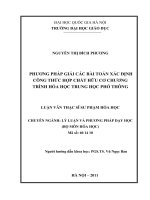Phương pháp giải các bài toán xác định công thức hợp chất hữu cơ chương trình hóa học trung học phổ thông