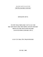 Tổ chức hoạt động học tập tự lực cho học sinh trung học phổ thông chuyên sinh học trong dạy học phần sinh thái học sách giáo khoa Sinh học lớp 12