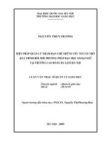 Biện pháp quản lý nhằm hạn chế những yếu tố cản trở quá trình đổi mới phương pháp dạy học ngoại ngữ tại Trường Cao đẳng Du lịch Hà Nội