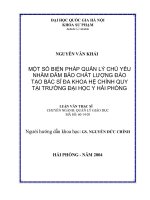 Một số biện pháp quản lý chủ yếu nhằm đảm bảo chất lượng đào tạo bác sĩ đa khoa hệ chính quy tại trường Đại học Y Hải Phòng