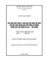 Các biện pháp quản lý giáo dục sức khỏe thể chất cho học sinh Trung học phổ thông ở trường Trung học phổ thông An Lão - Hải Phòng