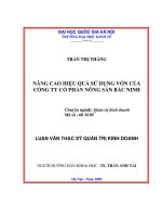 Nâng cao hiệu quả sử dụng vốn của Công ty Cổ phần Nông sản Bắc Ninh