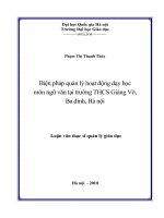 Biện pháp quản lý hoạt động dạy học môn Ngữ văn tại Trường trung học cơ sở Giảng Võ, Ba Đình, Hà Nội