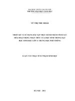 Thiết kế và sử dụng bài tập thực hành nhằm tích cực hóa hoạt động nhận thức của học sinh trong dạy học sinh học lớp 11 trung học phổ thông