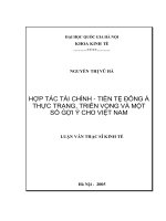 Hợp tác tài chính - tiền tệ Đông Á thực trạng, triển vọng và một số gợi ý cho Việt Nam