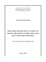 Những biện pháp dạy học tác phẩm văn chương theo hướng coi học sinh là bạn đọc ở trung học phổ thông