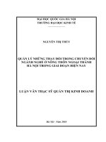 Quản lý những thay đổi trong chuyển đổi ngành nghề ở nông thôn ngoại thành Hà Nội trong giai đoạn hiện nay
