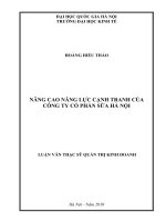 Nâng cao năng lực cạnh tranh của Công ty Cổ phần sữa Hà Nội