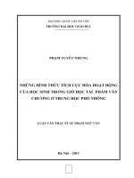 Những hình thức tích cực hóa hoạt động của học sinh trong giờ học tác phẩm văn chương ở trung học phổ thông