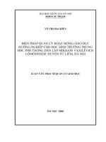 Biện pháp quản lý hoạt động giáo dục hướng nghiệp cho học sinh trường trung học phổ thông dân lập Mikhain Vaxilêvich Lômônôxốp, huyện Từ Liêm, Hà Nội