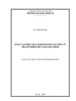 Nâng cao hiệu quả kinh doanh tại Công ty trách nhiệm hữu hạn Hòa Bình g