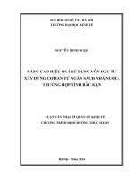 nâng cao hiệu quả sử dụng vốn đầu tư xây dựng cơ bản từ ngân sách nhà nước trường hợp tỉnh bắc cạn