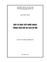 Đầu tư trực tiếp nước ngoài trong lĩnh vực du lịch Hà Nội