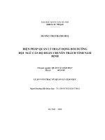 Biện pháp quản lý hoạt động bồi dưỡng đội ngũ cán bộ Đoàn chuyên trách tỉnh Nam Định