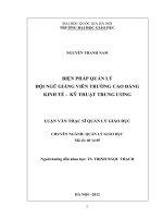 Biện pháp quản lý đội ngũ giảng viên trường Cao đẳng Kinh tế - kỹ thuật Trung ương