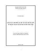 Quản lý chi phí các dự án xây dựng lớn sử dụng ngân sách Nhà nước ở Hà Nội
