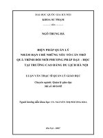 Biện pháp quản lý nhằm hạn chế những yếu tố cản trở quá trình đổi mới phương pháp dạy - học tại Trường Cao đẳng Du lịch Hà Nội