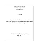 Hoàn thiện hệ thống xếp hạng tín dụng nội bộ đối với doanh nghiệp vay vốn tại Ngân hàng Nông nghiệp và Phát triển nông thôn Việt Nam