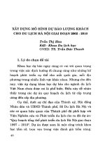 Xây dựng mô hình dự báo lượng khách cho du lịch Hà Nội giai đoạn 2002 - 2010