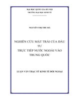 Nghiên cứu mặt trái của đầu tư trực tiếp nước ngoài vào Trung Quốc
