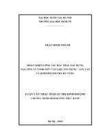 Hoàn thiện công tác đấu thầu xây dựng tại Công ty TNHH MTV Vật liệu xây dựng - Xây lắp và kinh doanh nhà Đà Nẵng