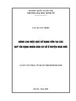 Nâng cao hiệu quả sử dụng vốn tại các quỹ tín dụng nhân dân cơ sở ở huyện Hoài Đức