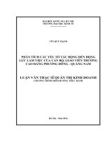 Phân tích các yếu tố tác động đến động lực làm việc của cán bộ, giáo viên trường Cao đẳng Phương Đông – Quảng Nam