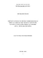 Thiết kế và sử dụng câu hỏi trắc nghiệm khách quan nhiều lựa chọn dạy học nội dung  Chuyển hóa vật chất và năng lượng ở động vật  Sinh học lớp 11