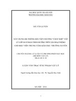 Xây dựng hệ thống bài tập chương Chất khí  Vật lý lớp 10 cơ bản theo hướng tiếp cận hoạt động cho học viên Trung tâm Giáo dục thường xuyên