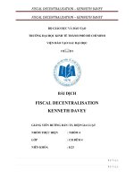 Tiểu luận môn tài chính tiền tệ BÀI DỊCH FISCAL DECENTRALISATION KENNETH DAVEY