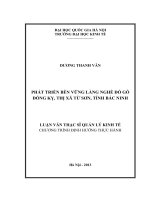 Phát triển bền vững làng nghề đồ gỗ Đồng Kỵ, thị xã Từ Sơn, tỉnh Bắc Ninh