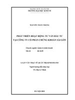 Phát triển hoạt động tư vấn đầu tư tại Công ty Cổ phần Chứng khoán Sài Gòn