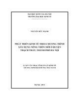 Phát triển kinh tế theo Chương trình xây dựng nông thôn mới ở huyện Thạch Thất, thành phố Hà Nội