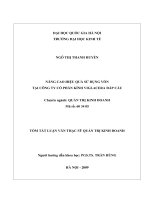 Nâng cao hiệu quả sử dụng vốn tại Công ty Cổ phần Kính Viglacera Đáp Cầu