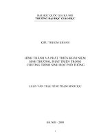 Hình thành và phát triển khái niệm sinh trưởng, phát triển trong chương trình sinh học phổ thông