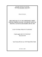 Biện pháp quản lý chu trình phát triển chương trình giáo dục ngành kế toán tại trường Cao đẳng Bách khoa Hưng Yên