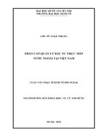 Phân cấp quản lý đầu tư trực tiếp nước ngoài tại Việt Nam