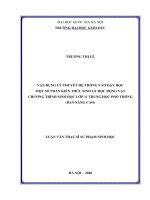 Vận dụng lý thuyết hệ thống vào dạy học một số phần kiến thức sinh lý học động vật chương trình sinh học lớp 11 Trung học Phổ thông (Ban nâng cao