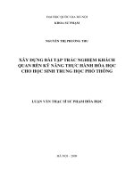 Xây dựng bài tập trắc nghiệm khách quan rèn kỹ năng thực hành hóa học cho học sinh trung học phổ thông